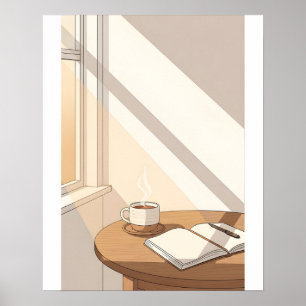 Cosy Coffee Morning Window Light Time Poster