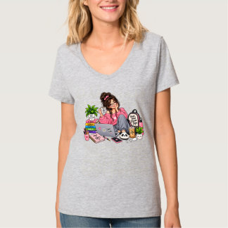 Cosy Coffee Study Girl – Work Hard Dream Big T-Shirt