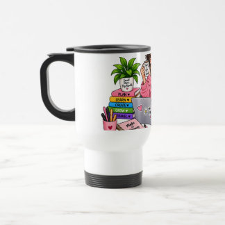 Cosy Coffee Study Girl – Work Hard Dream Big Travel Mug