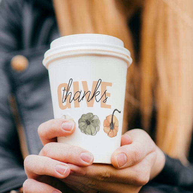 Cosy Colourful Pastel Give Thanks and Pumpkin  Paper Cups (Creator Uploaded)