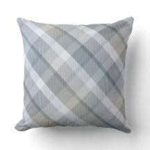 Cosy colourful tartan plaid, grey Throw Pillow