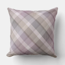 Cosy colourful tartan plaid, lilac Throw Pillow