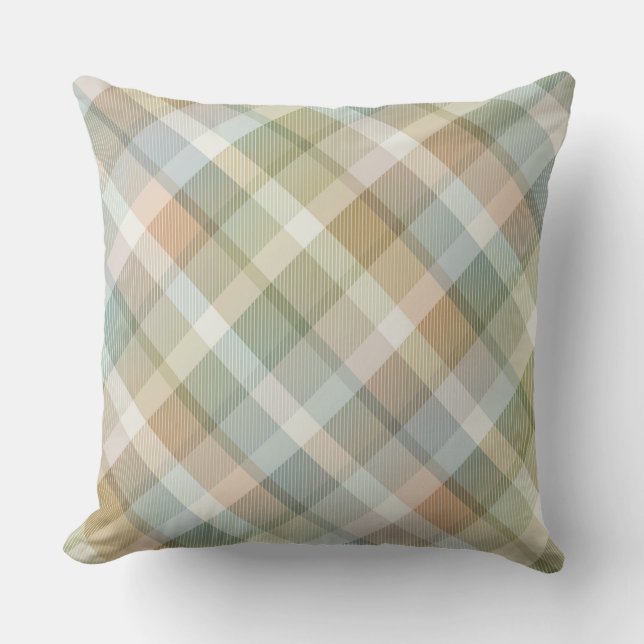Cosy colourful tartan plaid, pink Throw Pillow (Front)