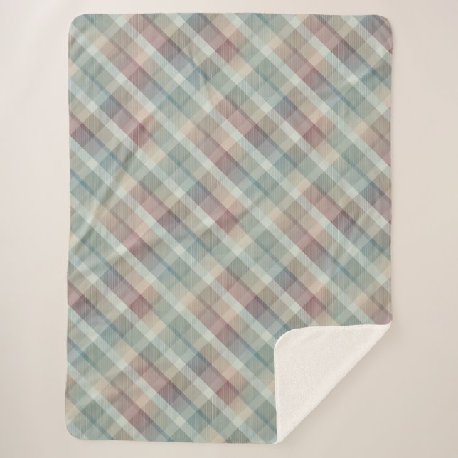 Cosy colourful tartan Sherpa Blanket (Front)