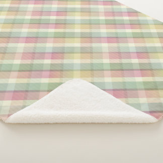 Cosy colourful tartan Sherpa Blanket