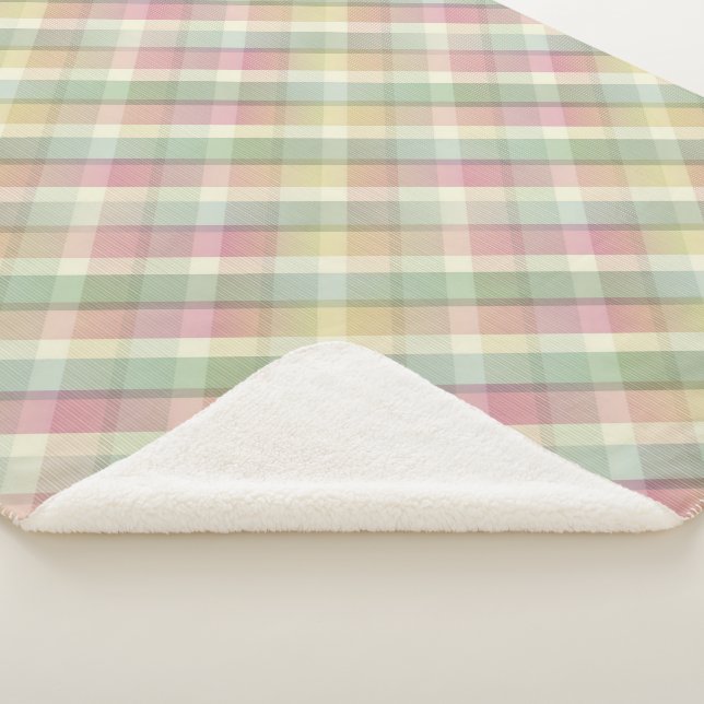 Cosy colourful tartan Sherpa Blanket (3/4)