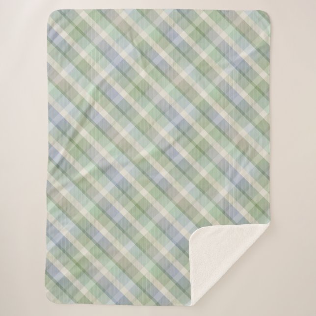 Cosy colourful tartan Sherpa Blanket (Front)