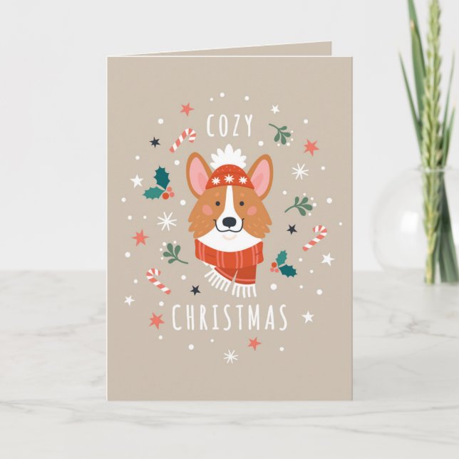 Cosy Corgi - Christmas Warmth Holiday Card (Front)