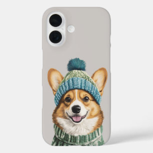 Cosy Corgi in Winter Gear iPhone 16 Case