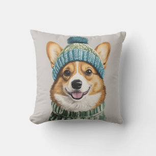 Cosy Corgi in Winter Gear Cushion