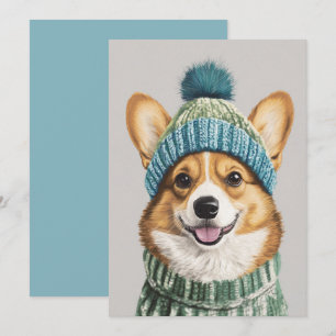 Cosy Corgi in Winter Gear Invitation