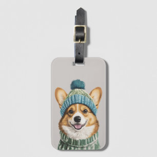 Cosy Corgi in Winter Gear Luggage Tag