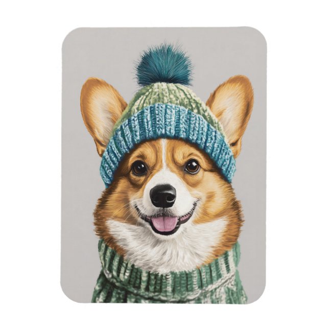 Cosy Corgi in Winter Gear Magnet (Vertical)