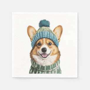 Cosy Corgi in Winter Gear Napkin