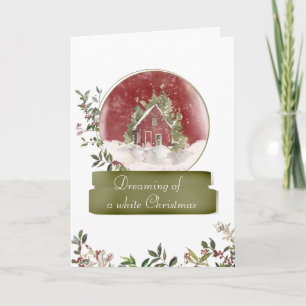 Cosy Cottage and Berries Snow Globe Christmas Card