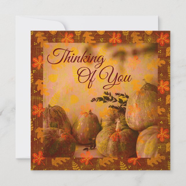 Cosy Cottage Autumn Pumpkins Flat Note Card (Front)