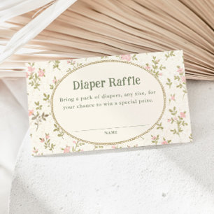 Cosy Cottage Floral Baby Shower Diaper Raffle Enclosure Card