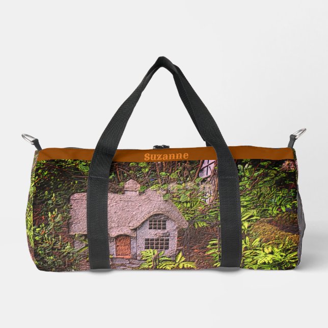 Cosy Cottage Flower Garden Nature Art  Duffle Bag (Front)