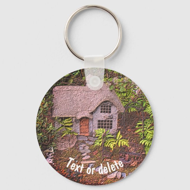 Cosy Cottage Garden Nature Personalised Key Ring (Front)