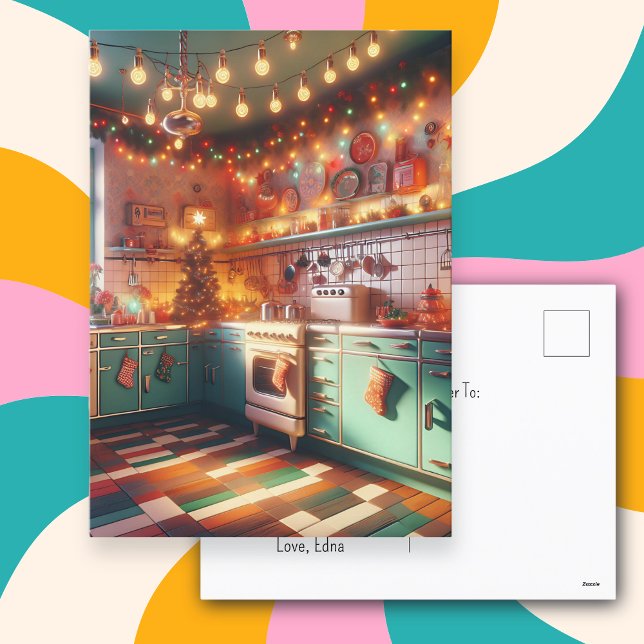 Cosy Cottage Kitsch Retro Christmas Postcard (Creator Uploaded)