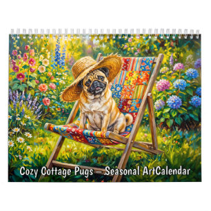 Cosy Cottage Pugs - Seasonal Art Calendar