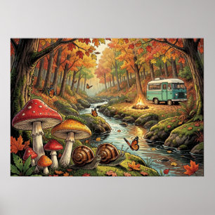 Cosy Cottagecore Campground Vintage Vibes Poster