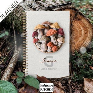 Cosy Cottagecore Crochet Mushroom Basket Personal Planner