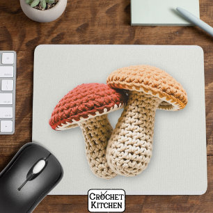 Cosy Cottagecore Crochet Mushroom Fairy Garden Mouse Pad