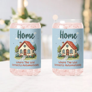 Cosy Cottagecore Home Whimsical House Art Can Glass