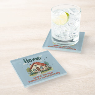 Cosy Cottagecore Home Whimsical House Art Glass Coaster