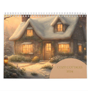 Cosy Cottages AI Generated Art 2024 Wall Calendar