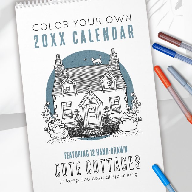 Cosy Cottages Colour Your Own Any Year Calendar (Creator Uploaded)