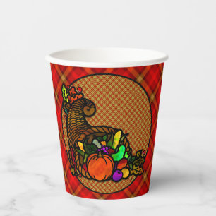 Cosy Country Cornucopia on Plaid Paper Cups