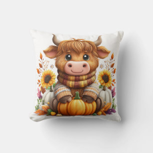 Cosy Cow with Pumpkin & Sunflowers Cushion