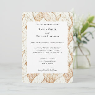 Cosy Cream Beige Weaves Wedding Invitation