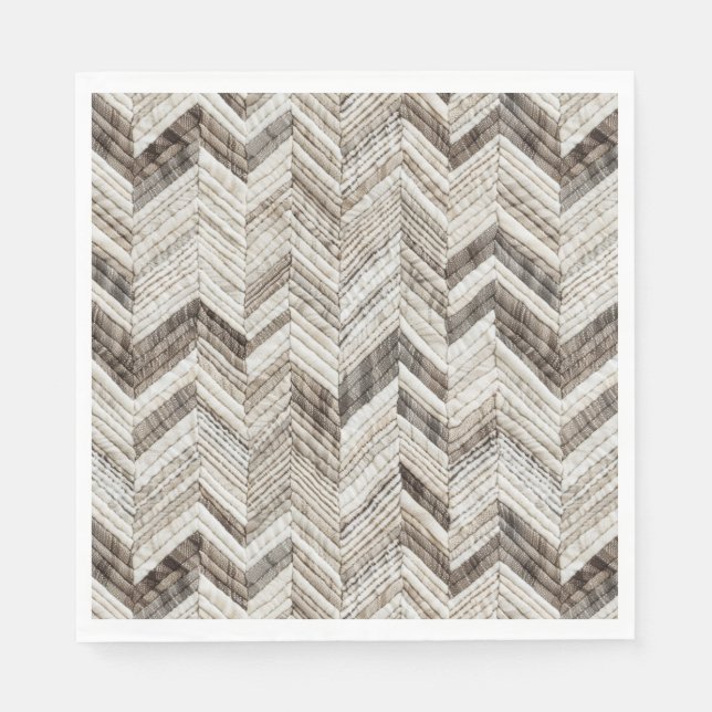 Cosy cream brown chevron pattern, napkin (Front)