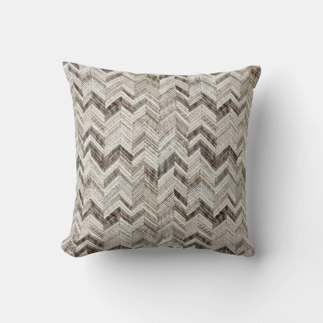 Cosy cream taupe chevron cushion (Front)