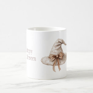 Cosy Cream Witch Hat Bow Halloween Coffee Mug