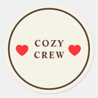 Cosy Crew Two Hearts Minimalist Custom Classic Round Sticker