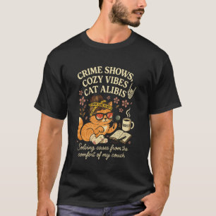 Cosy Crime Analyst Messy Bun Cat True Crime T-Shirt