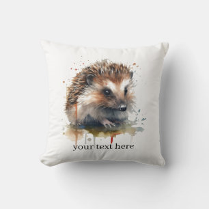 Cosy Critter: Hedgehog in Watercolor, custom Cushion