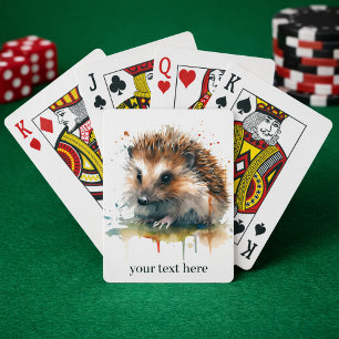 Cosy Critter: Hedgehog in Watercolor, custom Playing Cards