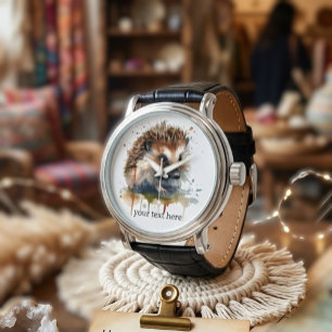 Cosy Critter: Hedgehog in Watercolor, custom Watch