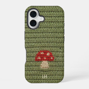 Cosy Crochet Mushroom Yarn Custom Name Initials iPhone 16 Case