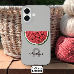 Cosy Crochet Watermelon Fruit Aesthetic Monogram  iPhone 16 Case