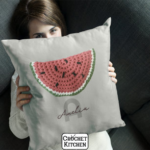 Cosy Crochet Watermelon Fruit Aesthetic Monogram Cushion