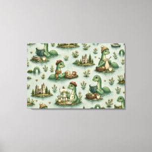 Cosy Cryptids Nessie Loch Ness Monster hobbies Canvas Print