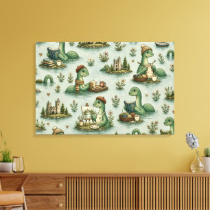 Cosy Cryptids Nessie Loch Ness Monster hobbies Canvas Print