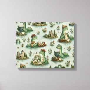 Cosy Cryptids Nessie Loch Ness Monster hobbies Canvas Print