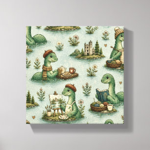 Cosy Cryptids Nessie Loch Ness Monster hobbies Canvas Print